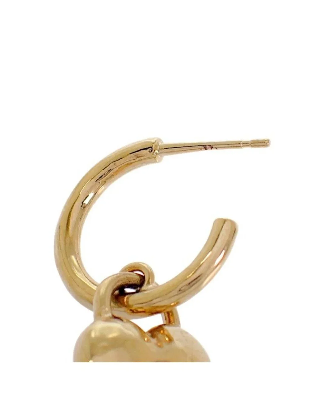 Chanel CC Logo Heart Hoop Earrings Included Metal Gold